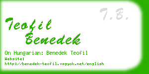 teofil benedek business card